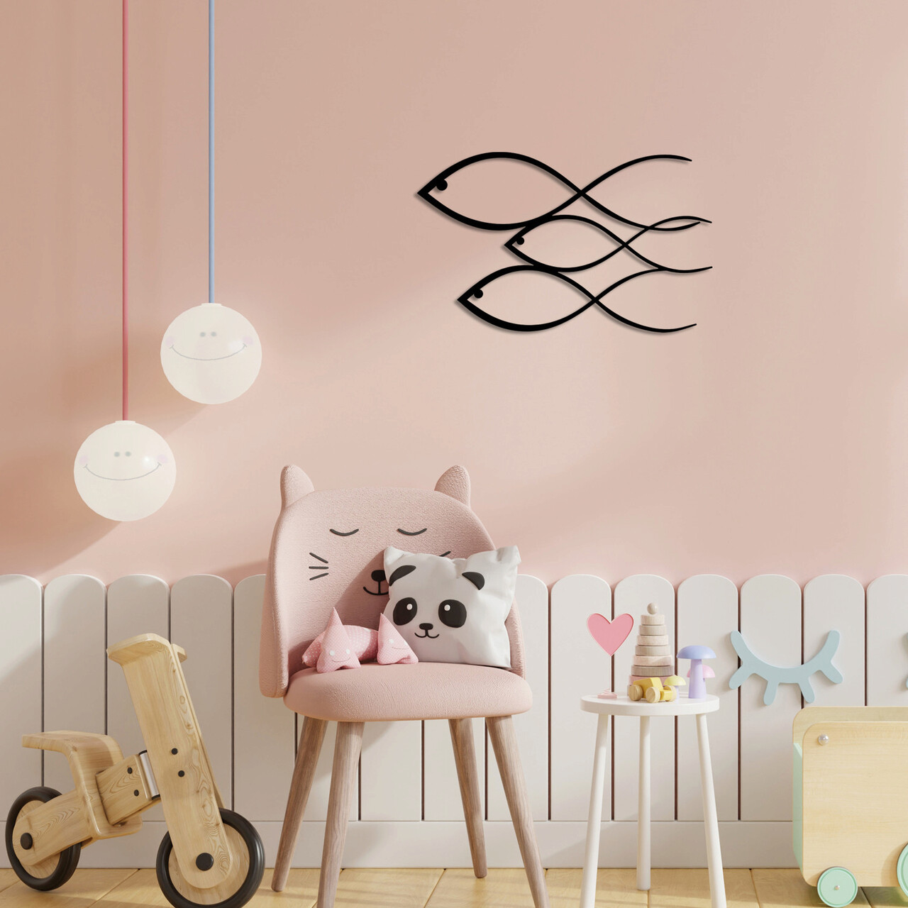 Decoratiune de perete, Fish, metal, 50 x 30 cm, negru - imagine 7